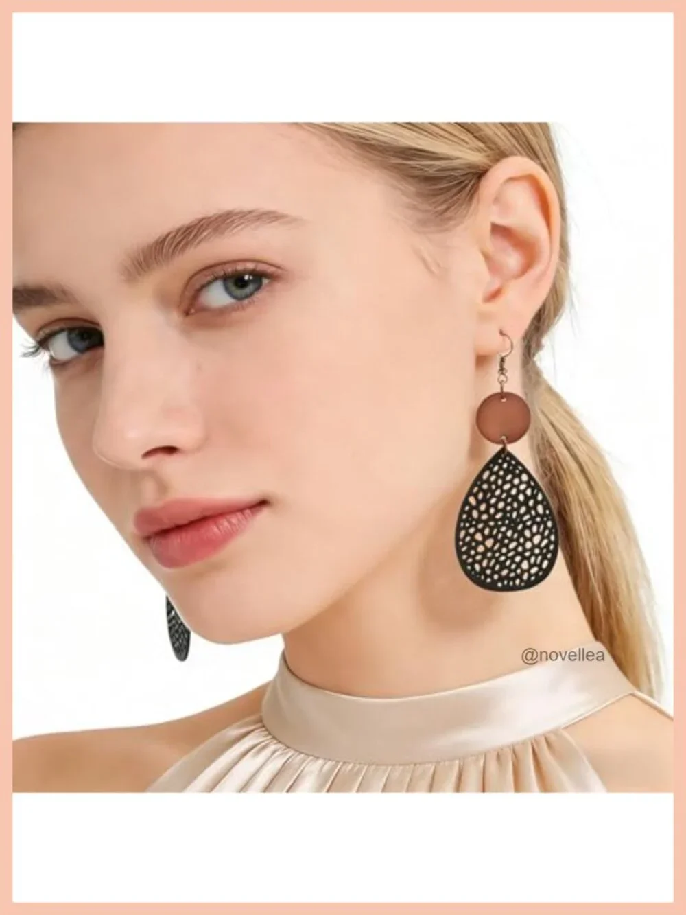 4 Pairs Wooden Dangle Earrings Boho Teardrop Hollow Geometric Drop Earrings Set
